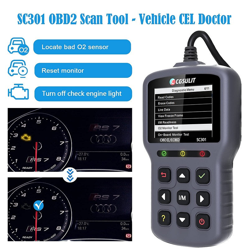 CGSULIT OBD2 SC301 OBDII Diagnostic Scan Tool Check Engine Light