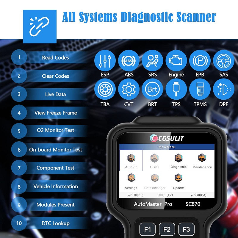 CGSULIT OBD2 Scanner All Systems Diagnostic Scan Tool with EPB Oil Light Service Reset