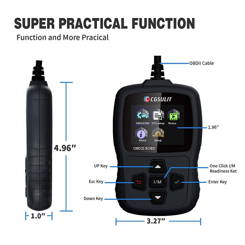 CGSULIT SC204 OBDII EOBD Code Reader Dimension