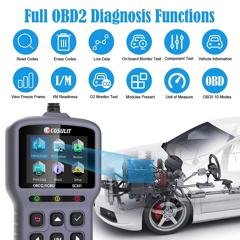 CGSULIT SC301 OBDII Diagnostic Scan Tool Support 10 Languages