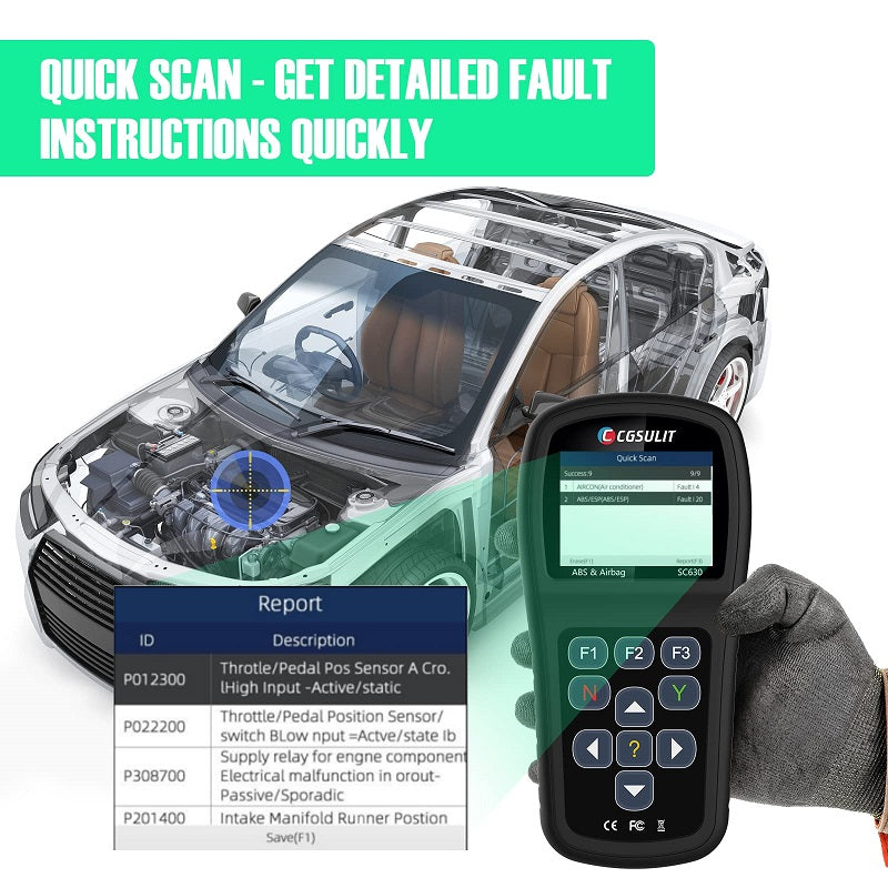 CGSULIT SC630 OBD2 Scanner Qucik Scan Engine ABS SAS SRS System Fault